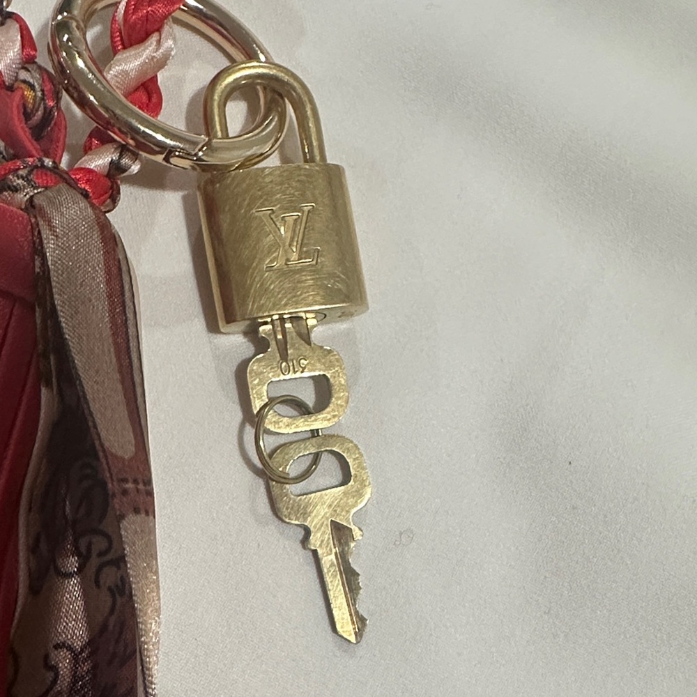Louis Vuitton Lock and Keys with Red Tassel Scarf Keychain Bag Charm - Picture 7 of 7
